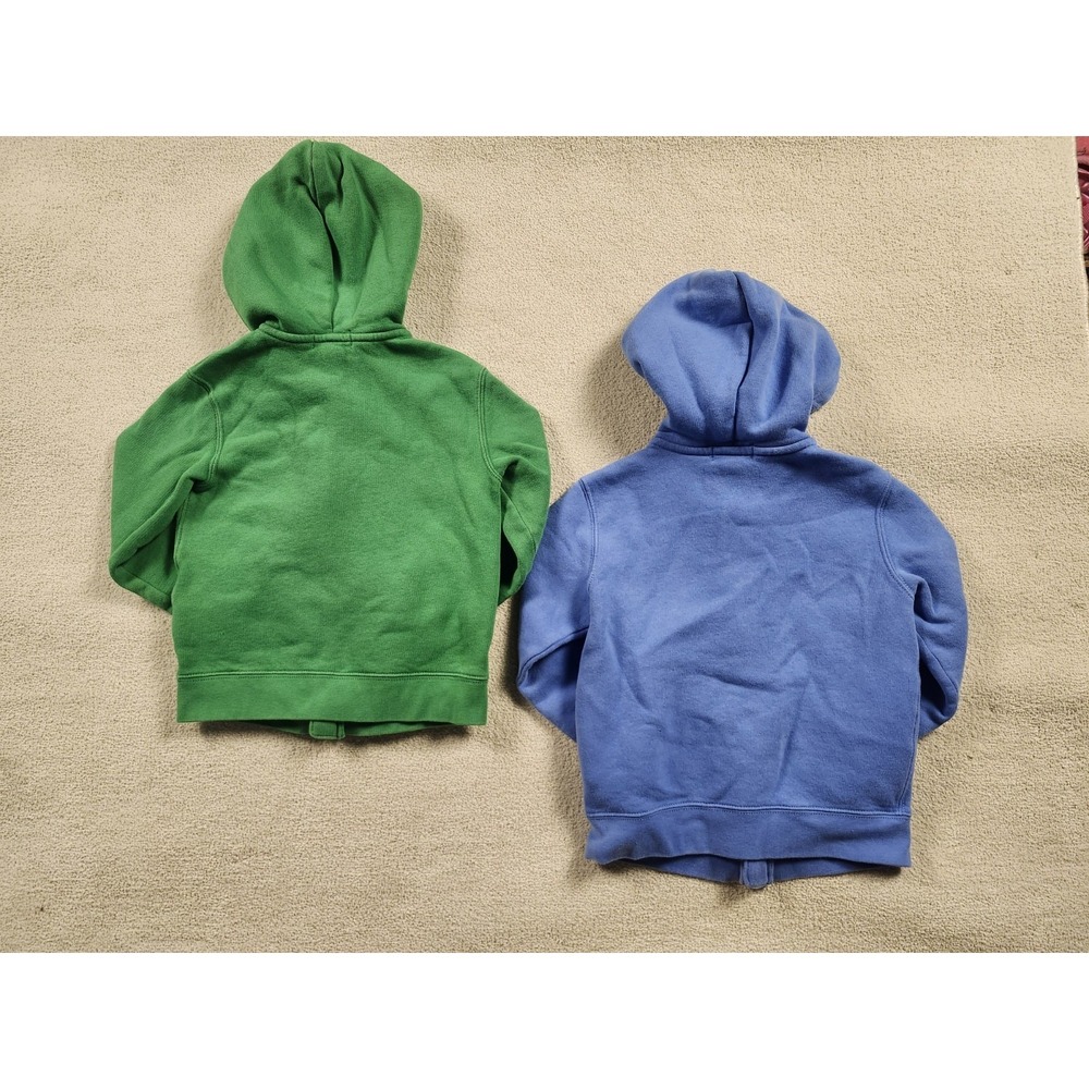 Polo Ralph Lauren Boys Sz 5 Full Zip Green Blue Hooded Jacket Blue Pony Classic - Picture 7 of 9